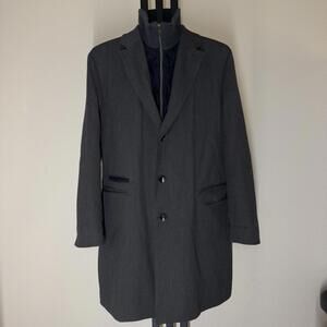 HUGO BOSS Men's Wool Blend Overcoat with Removable Vest - Gray - 44R (EU 54)